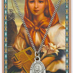 St. Dymphna Medal with Prayer Card - Silver tone