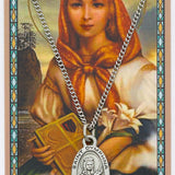 St. Dymphna Medal with Prayer Card - Silver tone