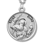 Boy's St. Elias Necklace Round Sterling Silver with Chain - 20&quot; 2.2mm Stainless Steel Chain with Clasp