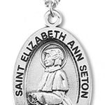 Women's St. Elizabeth Ann Seton Necklace Oval Sterling Silver with Chain Options - 18&quot; 1.8mm Sterling Silver Chain + Clasp