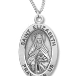 Women's St. Elizabeth Necklace Oval Sterling Silver with Chain Options - 18&quot; 1.8mm Sterling Silver Chain + Clasp