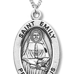 Women's St. Emily Necklace Oval Sterling Silver with Chain Options - 18&quot; 1.8mm Sterling Silver Chain + Clasp