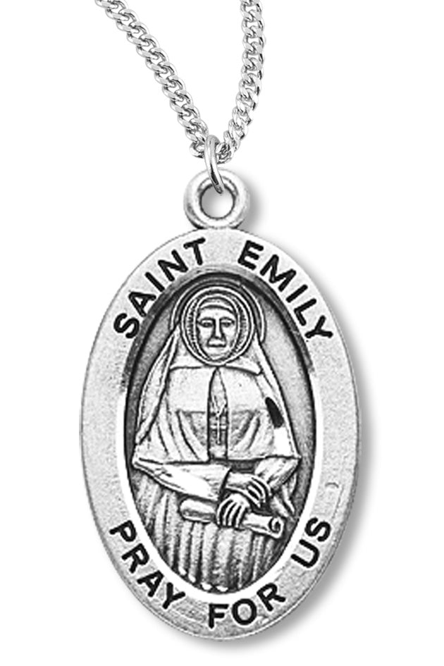Women's St. Emily Necklace Oval Sterling Silver with Chain Options