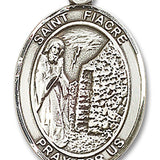 St. Fiacre Medal, Sterling Silver, Large - No Chain