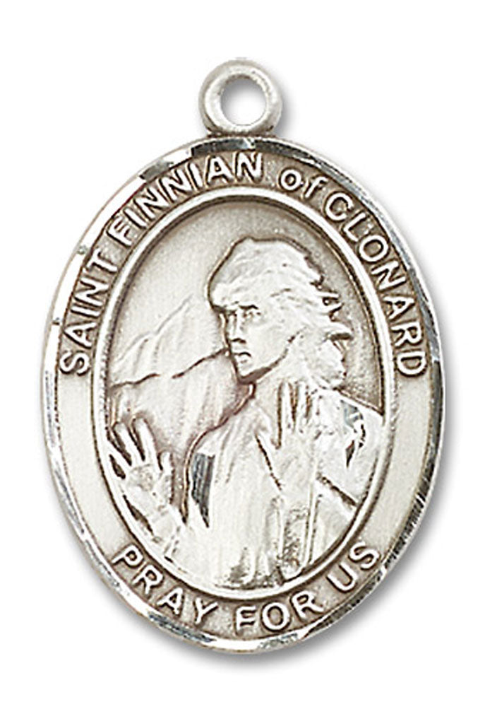 St. Finnian of Clonard Medal, Sterling Silver, Large - No Chain