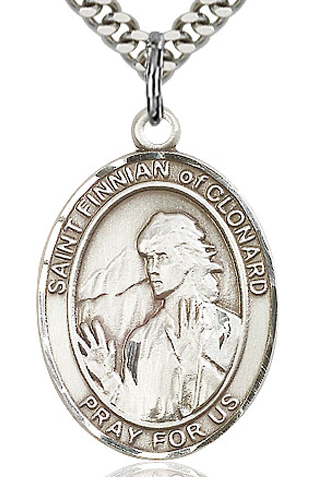 St. Finnian of Clonard Medal, Sterling Silver, Large