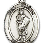 St. Florian Medal, Sterling Silver, Large - No Chain