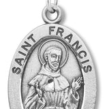Men's Saint Francis Sterling Silver Oval Necklace with Chain Options