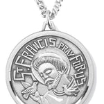 Women's St. Francis Necklace, Sterling Silver with Chain Options - 18&quot; 1.8mm Sterling Silver Chain + Clasp