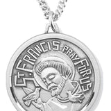 Women's St. Francis Necklace, Sterling Silver with Chain Options