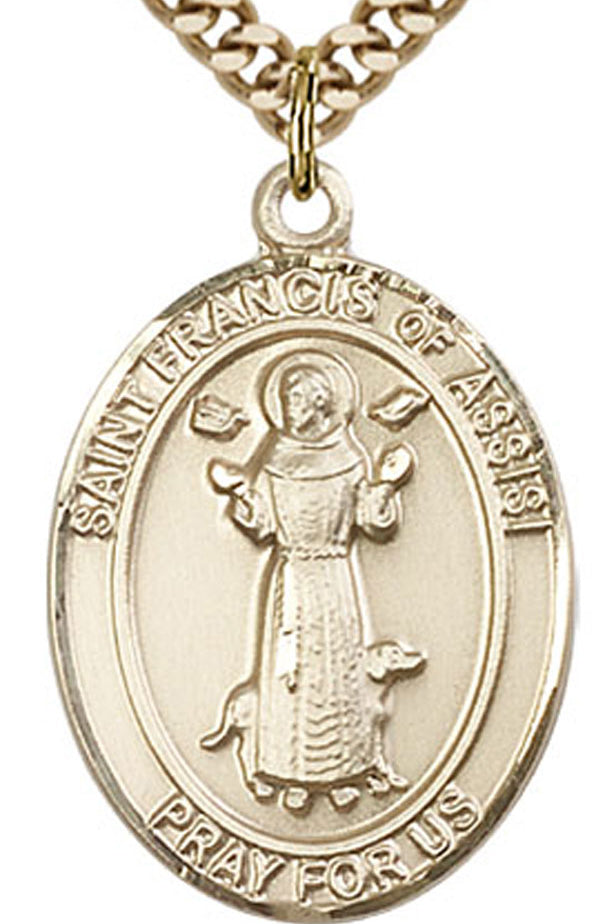 St. Francis of Assisi Medal, Gold Filled, Large