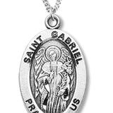Boy's St. Gabriel Necklace Oval Sterling Silver with Chain - 20&quot; 2.2mm Stainless Steel Chain with Clasp