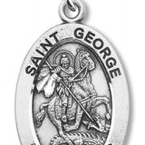 St. George Necklace Oval Sterling Silver with Chain - 20&quot; 2.2mm Stainless Steel Chain with Clasp