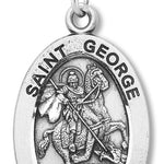 Men's St. George Necklace Oval Sterling Silver with Chain Options - 24&quot; Sterling Silver Chain + Clasp
