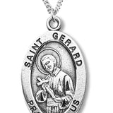 Boy's St. Gerard Necklace Oval Sterling Silver with Chain - 20&quot; 2.2mm Stainless Steel Chain with Clasp