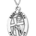 Women's St. Helen Necklace Oval Sterling Silver with Chain Options - 18&quot; 1.8mm Sterling Silver Chain + Clasp