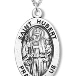 Boy's St. Hubert Necklace Oval Sterling Silver with Chain - 20&quot; 2.2mm Stainless Steel Chain with Clasp