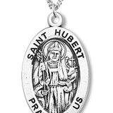 Boy's St. Hubert Necklace Oval Sterling Silver with Chain - 20&quot; 2.2mm Stainless Steel Chain with Clasp