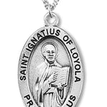 Boy's St. Ignatius of Loyola Necklace, Sterling Silver with Chain - 20&quot; 2.2mm Stainless Steel Chain with Clasp