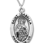 Women's St. Isabella Necklace Oval Sterling Silver with Chain Options - 18&quot; 1.8mm Sterling Silver Chain + Clasp