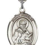 St. Isidore of Seville Medal, Sterling Silver, Large