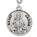 Boy's St. Jacob Necklace Round Sterling Silver with Chain - 20&quot; 2.2mm Stainless Steel Chain with Clasp