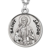 Boy's St. Jacob Necklace Round Sterling Silver with Chain - 20&quot; 2.2mm Stainless Steel Chain with Clasp