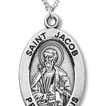 Boy's St. Jacob Necklace Oval Sterling Silver with Chain - 20&quot; 2.2mm Stainless Steel Chain with Clasp
