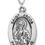 Boy's St. Jacob Necklace Oval Sterling Silver with Chain - 20&quot; 2.2mm Stainless Steel Chain with Clasp