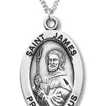 Boy's St. James Necklace Oval Sterling Silver with Chain - 20&quot; 2.2mm Stainless Steel Chain with Clasp