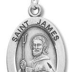 Men's Saint James Sterling Silver Oval Necklace with Chain Options - 24&quot; Sterling Silver Chain + Clasp
