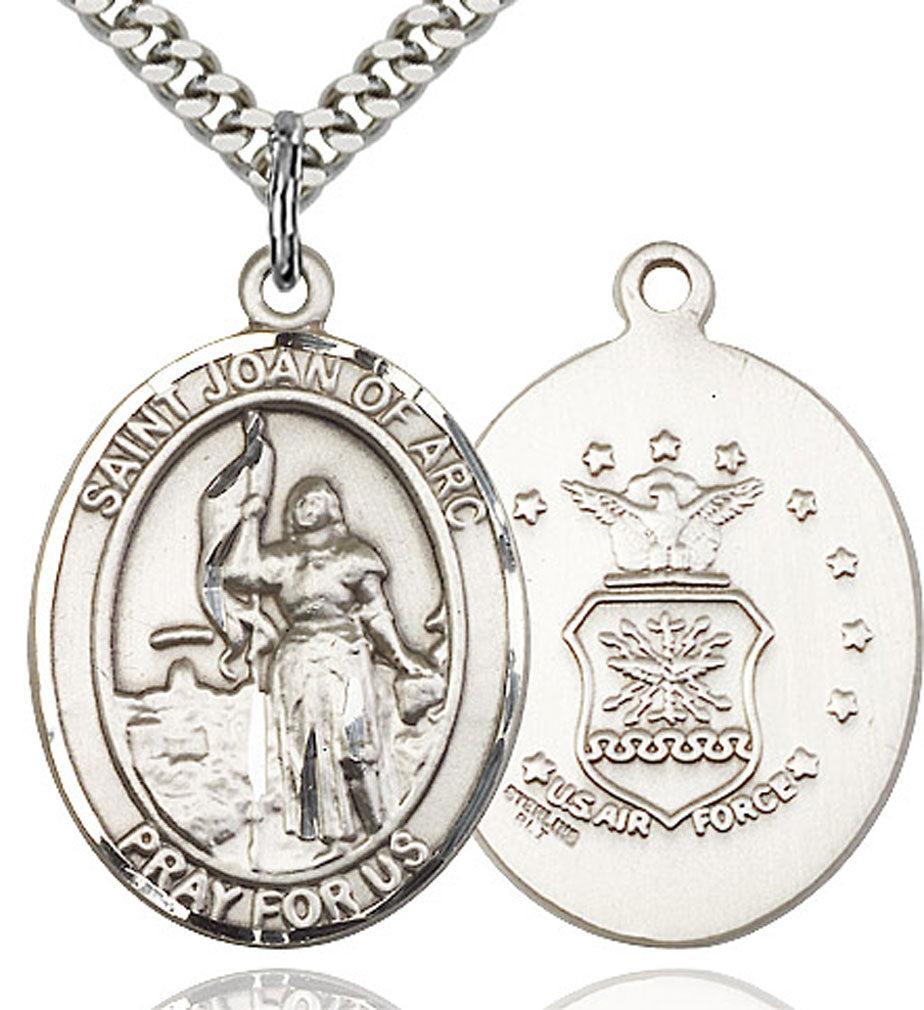 St. Joan of Arc Air Force Medal, Sterling Silver, Large