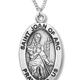 Women's St. Joan of Arc Necklace Oval Sterling Silver with Chain Options
