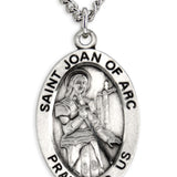 Men's St. Joan of Arc Necklace Oval Sterling Silver with Chain Options
