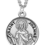 Women's St. Joanne Necklace Round Sterling Silver with Chain Options - 18&quot; 1.8mm Sterling Silver Chain + Clasp