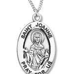 Women's St. Joanne Necklace Oval Sterling Silver with Chain Options - 18&quot; 1.8mm Sterling Silver Chain + Clasp