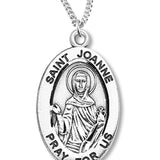 Women's St. Joanne Necklace Oval Sterling Silver with Chain Options - 18&quot; 1.8mm Sterling Silver Chain + Clasp