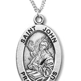 Boy's St. John Necklace Oval Sterling Silver with Chain - 20&quot; 2.2mm Stainless Steel Chain with Clasp