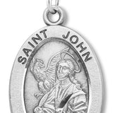 Men's St. John Necklace Oval Sterling Silver with Chain Options - 24&quot; Sterling Silver Chain + Clasp