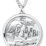 Women's St. Joseph Necklace, Sterling Silver with Chain Options - 18&quot; 1.8mm Sterling Silver Chain + Clasp