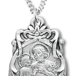 Women's St. Joseph Necklace, Sterling Silver with Chain Options - 18&quot; 1.8mm Sterling Silver Chain + Clasp