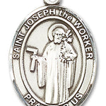 St. Joseph the Worker Medal, Sterling Silver, Large - No Chain
