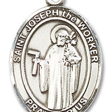 St. Joseph the Worker Medal, Sterling Silver, Large - No Chain