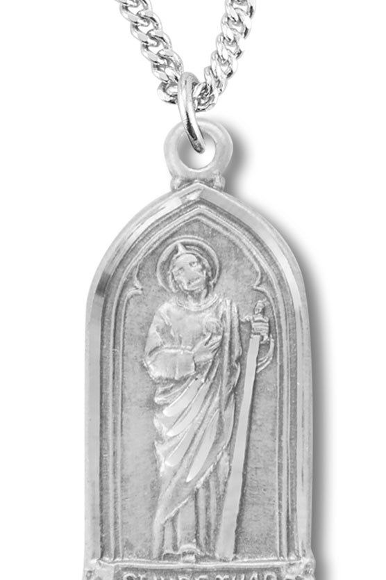 Women's Sterling Silver Saint Jude Gothic Necklace with Chain Options - 18&quot; 1.8mm Sterling Silver Chain + Clasp