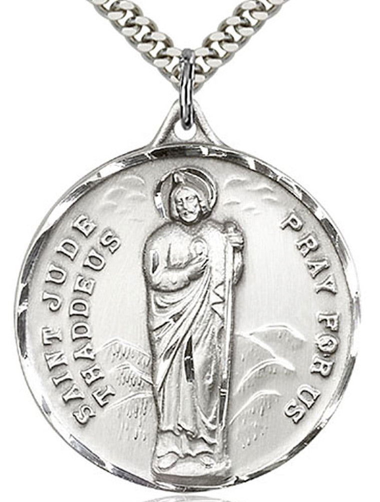 Large Men's Sterling Silver Saint Jude Medal