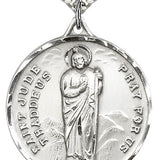 Large Men's Sterling Silver Saint Jude Medal