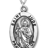 Boy's St. Jude Necklace Oval Sterling Silver with Chain