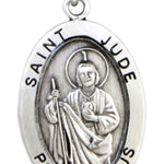 Men's St. Jude Necklace Oval Sterling Silver with Chain Options - No Chain