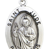 Men's St. Jude Necklace Oval Sterling Silver with Chain Options - No Chain