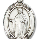 St. Justin Medal, Sterling Silver, Large - No Chain